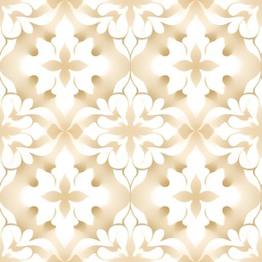 Beige & White Motif Pattern