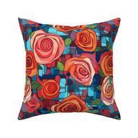 kandinsky roses in red, orange, and pink