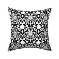 Tessellating Flower Mandala - Black & White