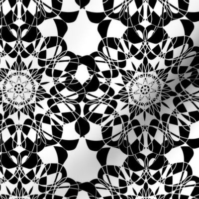 Tessellating Flower Mandala - Black & White