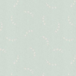 Minimalist laurel leaf branches on eggshell blue with linen texture