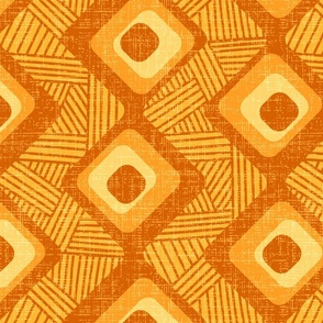 Midcentury modern style + mud cloth aesthetic | Terracotta honey mustard yellow warm Geo | Peach, Burnt orange, gold lines, vertical geometric | extra large