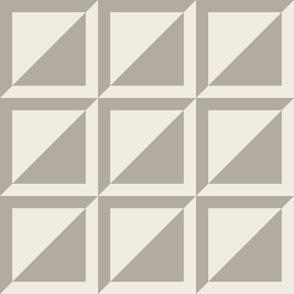 large scale // split checks - cloudy silver taupe_ creamy white - 6 inch squares