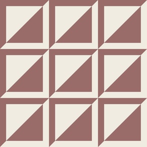 large scale // split checks - copper rose pink_ creamy white - 6 inch squares