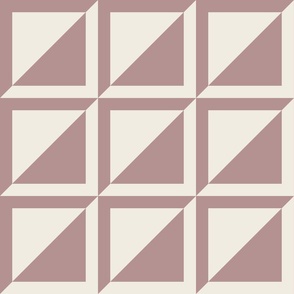 large scale // split checks - creamy white_ dusty rose pink - 6 inch squares