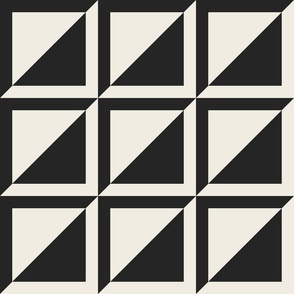 large scale // split checks - creamy white_ raisin black - 6 inch squares