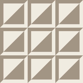 large scale // split checks - creamy white_ khaki brown - 6 inch squares