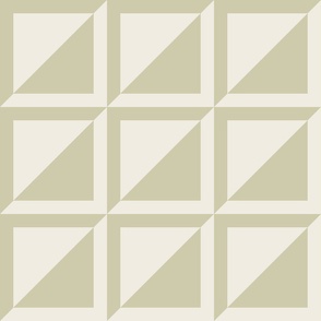 large scale // split checks - creamy white_ thistle green - 6 inch squares