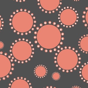 Playful dots coral & brown , pink, geometric, fun, polka dots, abstract, modern bold 20"