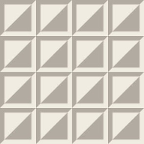 medium scale // split checks - cloudy silver taupe_ creamy white - 2 inch squares