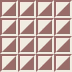 medium scale // split checks - copper rose pink_ creamy white - 2 inch squares