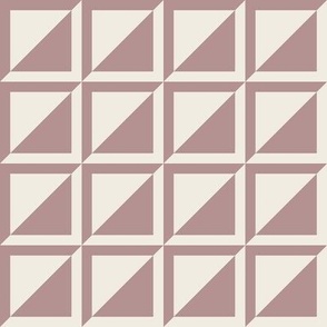 medium scale // split checks - creamy white_ dusty rose pink - 2 inch squares