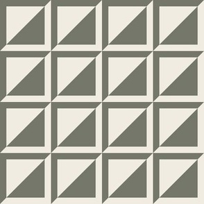 medium scale // split checks - creamy white_ limed ash green - 2 inch squares
