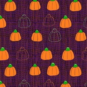 Candy Pumpkins on Parade on Purple-ish Plaid Patchwork 12”