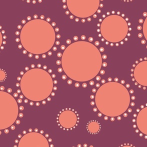 Playful dots coral & cranberry, whimsical, fun, polka dots,  abstract modern in 20in