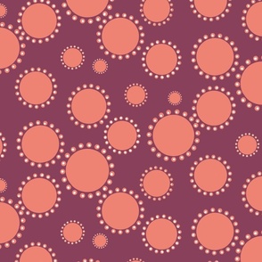 Playful dots coral & cranberry, whimsical, fun, polka dots,  abstract, modern in 12in