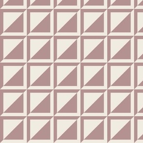 small scale // split checks - creamy white_ dusty rose pink - 1.5 inch squares