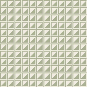 small scale // split checks - creamy white_ light sage green - 1.5 inch squares