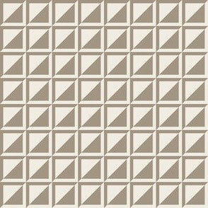 micro scale // split checks - creamy white_ khaki brown - 1 inch squares