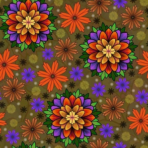 Tossed Jewel Toned Flower Plethora