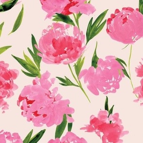 Watercolour Pink Peony Flower Hot Pink Candy Pink Peonies Bloom Blush
