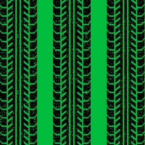 worn tire stripe on green