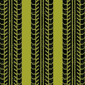 worn tire stripe on burnt green