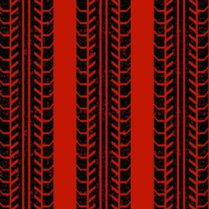 worn tire stripe on burnt red