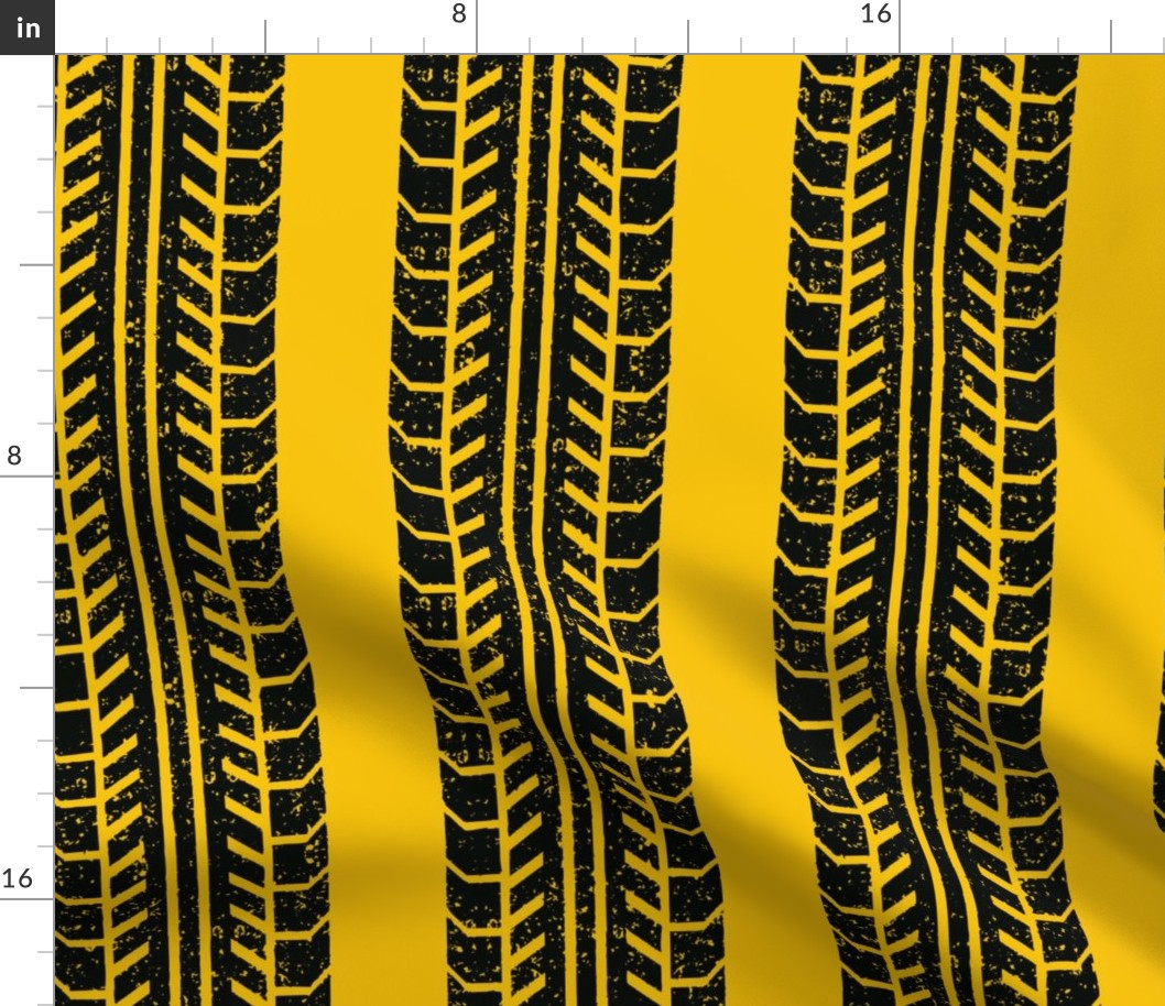 worn tire stripe on burnt yellow