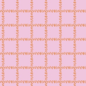 Textured Plaid in Sizzle Pink Tangerine Orange 3x3