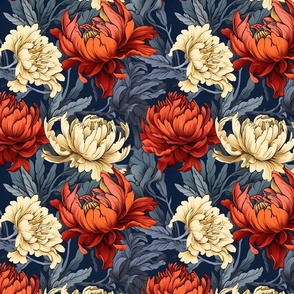 Burst of Blooms: Colorful Floral Showcase on Deep Blue Canvas