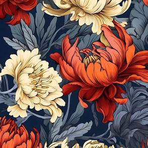 Jumbo Burst of Blooms: Colorful Floral Showcase on Deep Blue Canvas