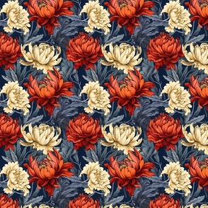 Small Burst of Blooms: Colorful Floral Showcase on Deep Blue Canvas