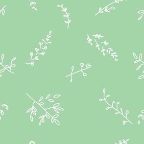 White Line Drawn Scandi Grasses on Mint