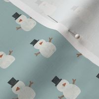 (small scale) cute simple snowmen - dusty blue - winter wonderland - LAD23