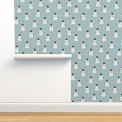 cute simple snowmen - dusty blue - winter wonderland - LAD23