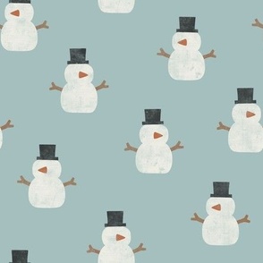 cute simple snowmen - dusty blue - winter wonderland - LAD23