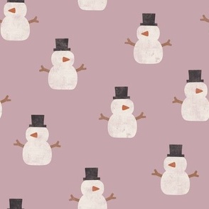 cute simple snowmen - mauve - winter wonderland - LAD23