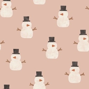 cute simple snowmen - pink - winter wonderland - LAD23