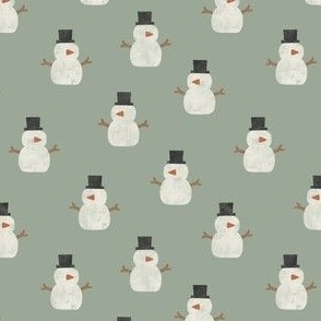 (small scale) cute simple snowmen - sage - winter wonderland - LAD23