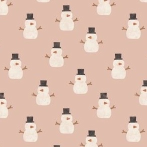 (small scale) cute simple snowmen - pink - winter wonderland - LAD23