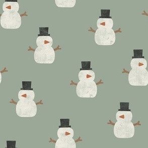 cute simple snowmen - sage - winter wonderland - LAD23