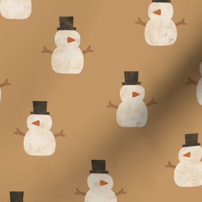 cute simple snowmen - golden brown - winter wonderland - LAD23
