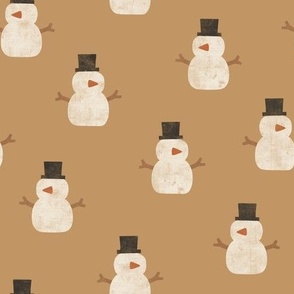 cute simple snowmen - golden brown - winter wonderland - LAD23