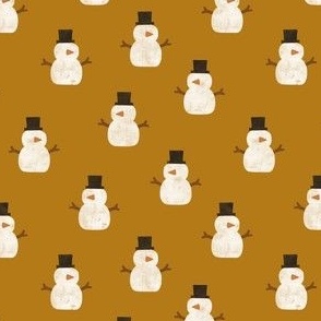 (small scale) cute simple snowmen - gold  - winter wonderland - LAD23