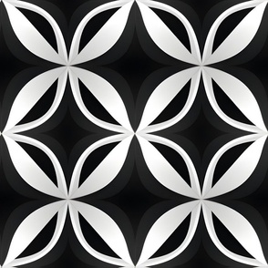 White Geometric Print on Black