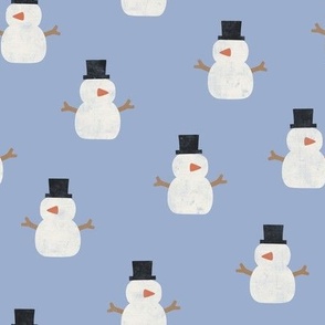 cute simple snowmen - winter blue  -  LAD23