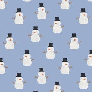 (small scale) cute simple snowmen - winter blue  -  LAD23