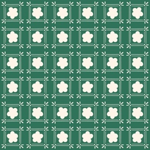 Floral Mosaic Repeat Tile Grass Green 6x6