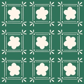 Floral Mosaic Repeat Tile Grass Green 12x12